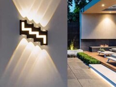 Aplica LED Exterior Zig-Zag 12W, LED inclus, 8 surse de iluminare, Lumina: Calda